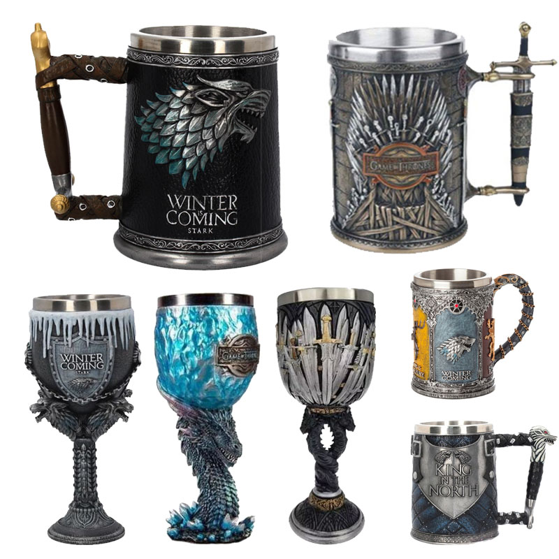 Wine Y Beer - ゲーム・オブ・スローンズ フィギュアマグ ゴブレット ステンレススチール レジン ビアタンカード