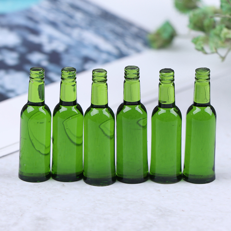 Wine Y Beer - 6 個 1:12 ドールハウスミニチュアビールワインドリンクボトル人形キッチンアクセサリー子供のための創造的な遊び
