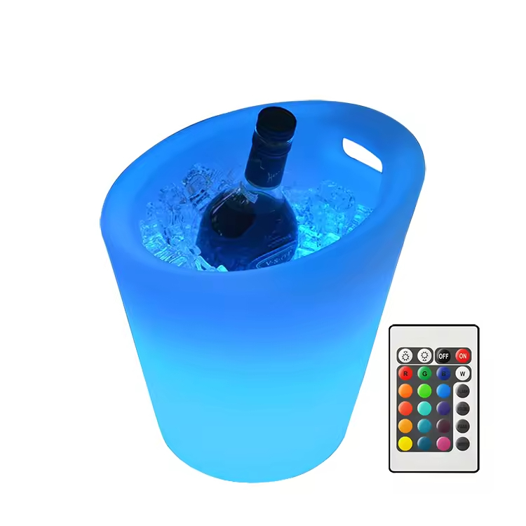 Beer Wine Up - LEDライトアップアイスバケツ 7色変化 リモコン付き バー、KTV、ビール、ワインクーラー用