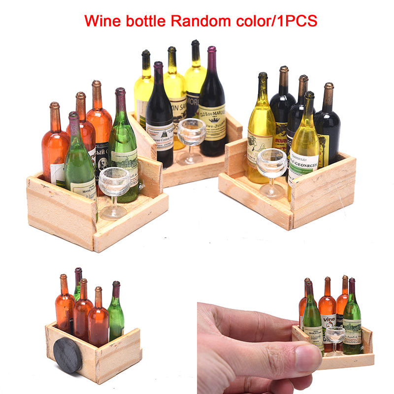 Wine Y Beer - 【BS】1セット ミニチュアビールワインボトル ゴブレット マグネット付き木箱 1/12 ドールハウス