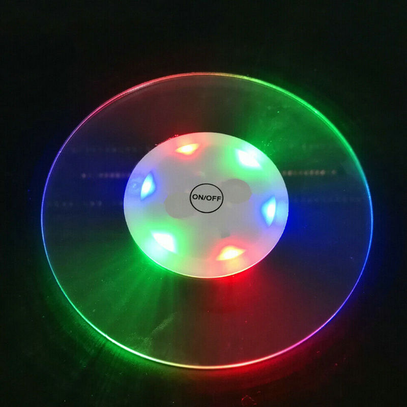 Beer Wine Up - 防水 LED コースター超薄型ボトルカップマット照明アップラウンドビールワイングラス飲料ボトル発光バークラブパーティーの装飾