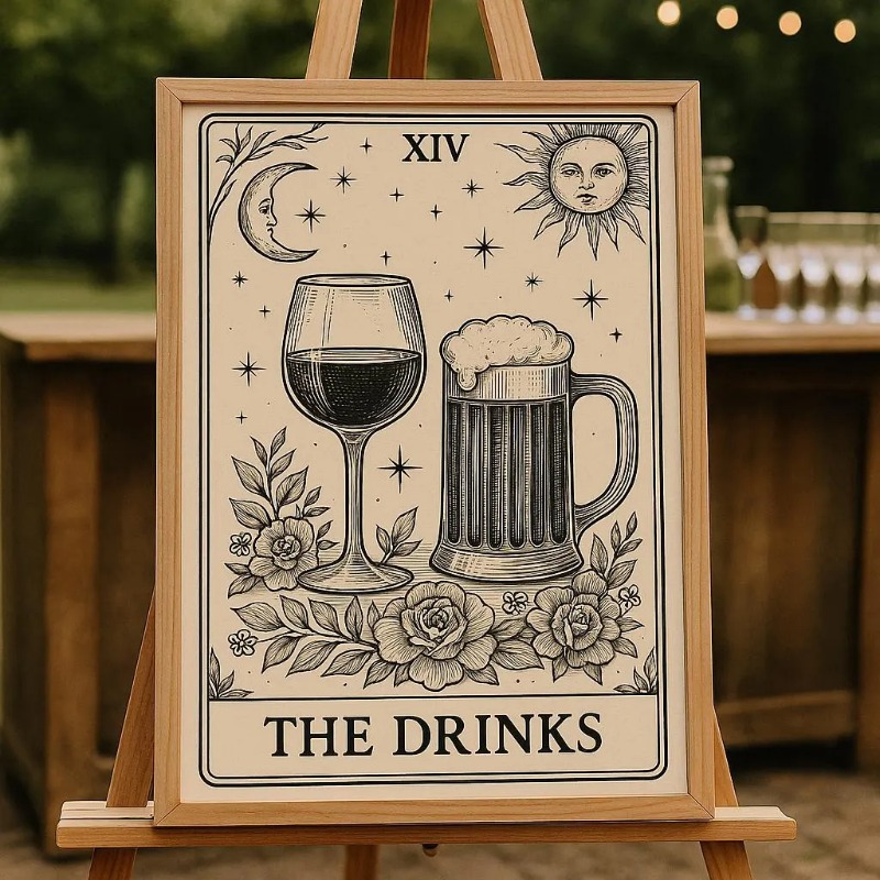 ヴィンテージタロットウェディングポスター ビールワイン シグ - Wine Beer Menu のレビューと価格