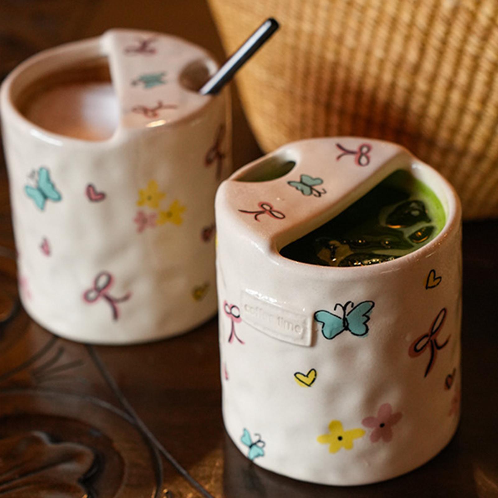 コーヒーカップ ダブル注ぎ口デザイン 手描き かわいいコーヒ - Wine Beer Juice のレビューと価格