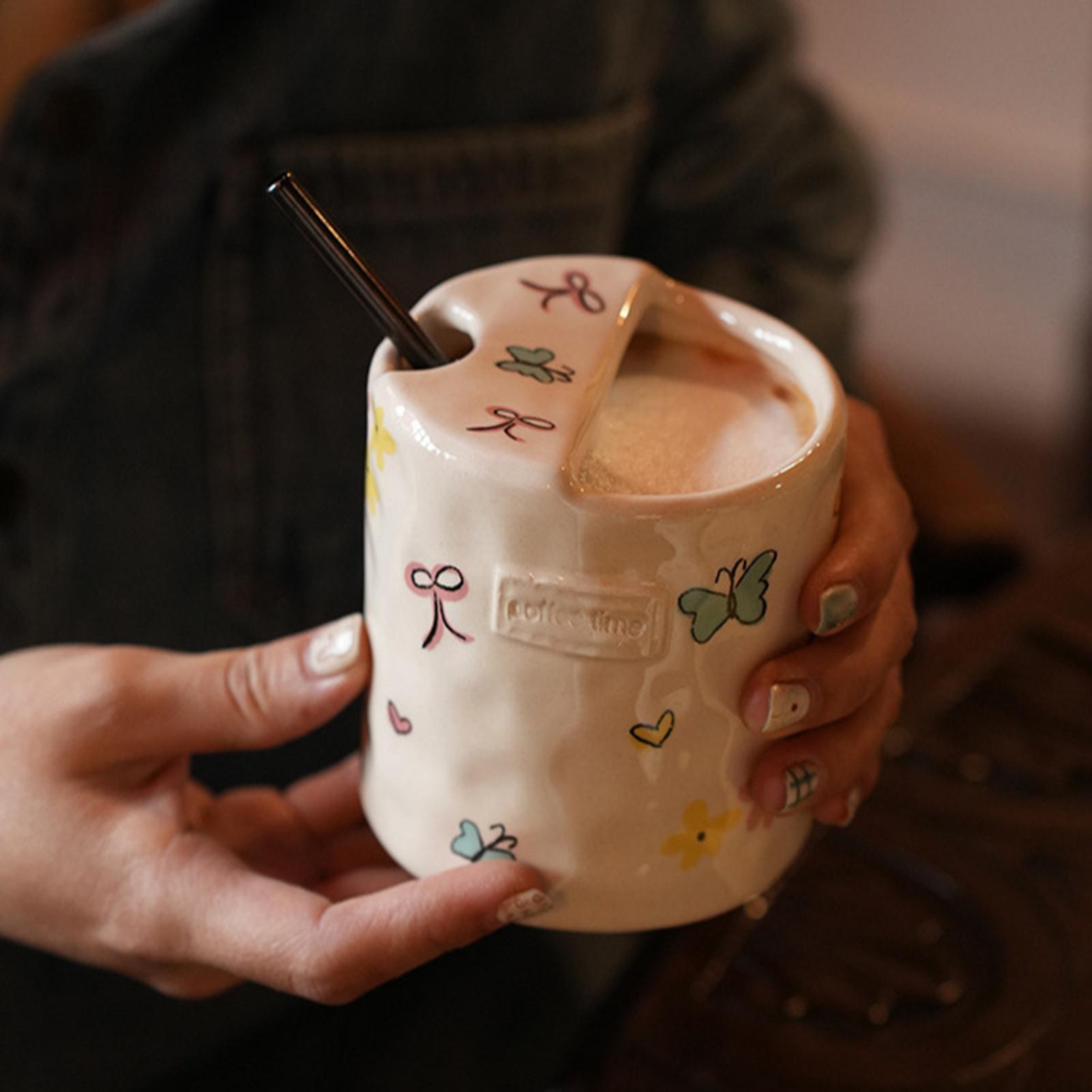 コーヒーカップ ダブル注ぎ口デザイン 手描き かわいいコーヒ - Wine Beer Juice のレビューと価格