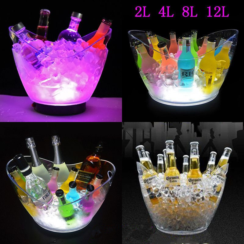 透明なLEDアイスキューブ収納バケット、バレルバー、ビール瓶 - Beer Wine Up のレビューと価格