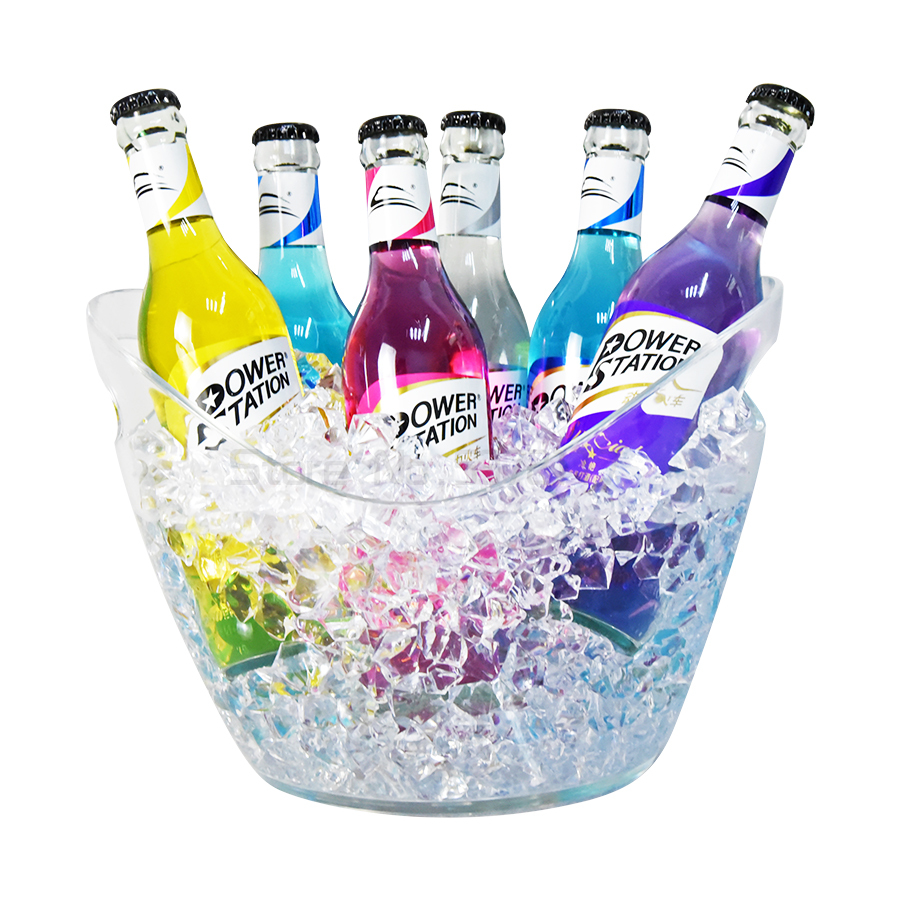 透明なLEDアイスキューブ収納バケット、バレルバー、ビール瓶 - Beer Wine Up のレビューと価格